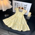 [family wear] children's cotton silk suspender dress sleeveless cake skirt summer thin flying sleeve western style floral skirt