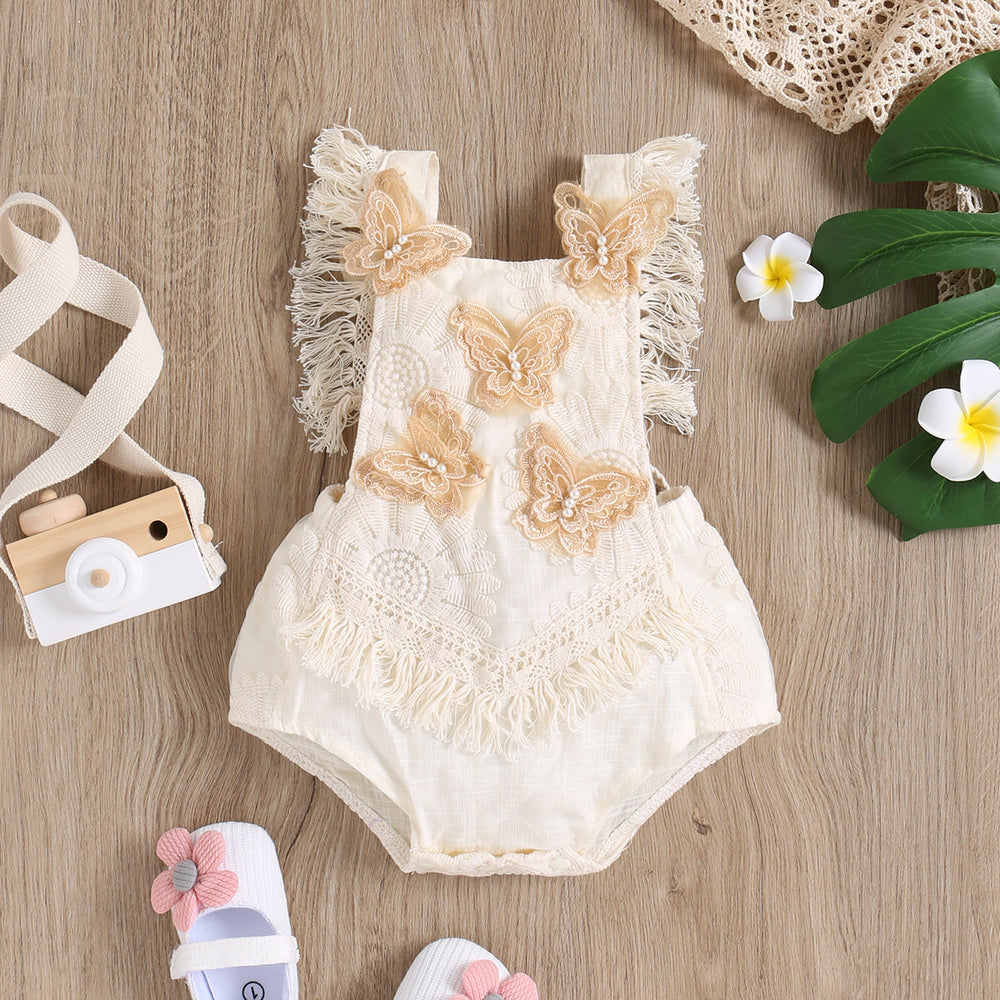 Wholesale european and american style cross-border new children's clothing short climbing lace mesh lace embroidered beaded pearl climbing jumpsuit