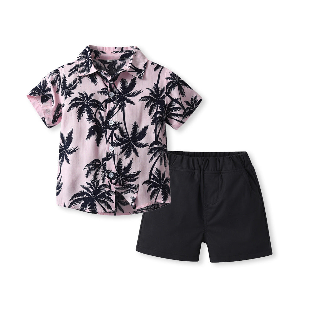 Boys' summer shirt set - hawaiian style family travel outfit - baby summer clothes - kids' summer beachwear - custom options available