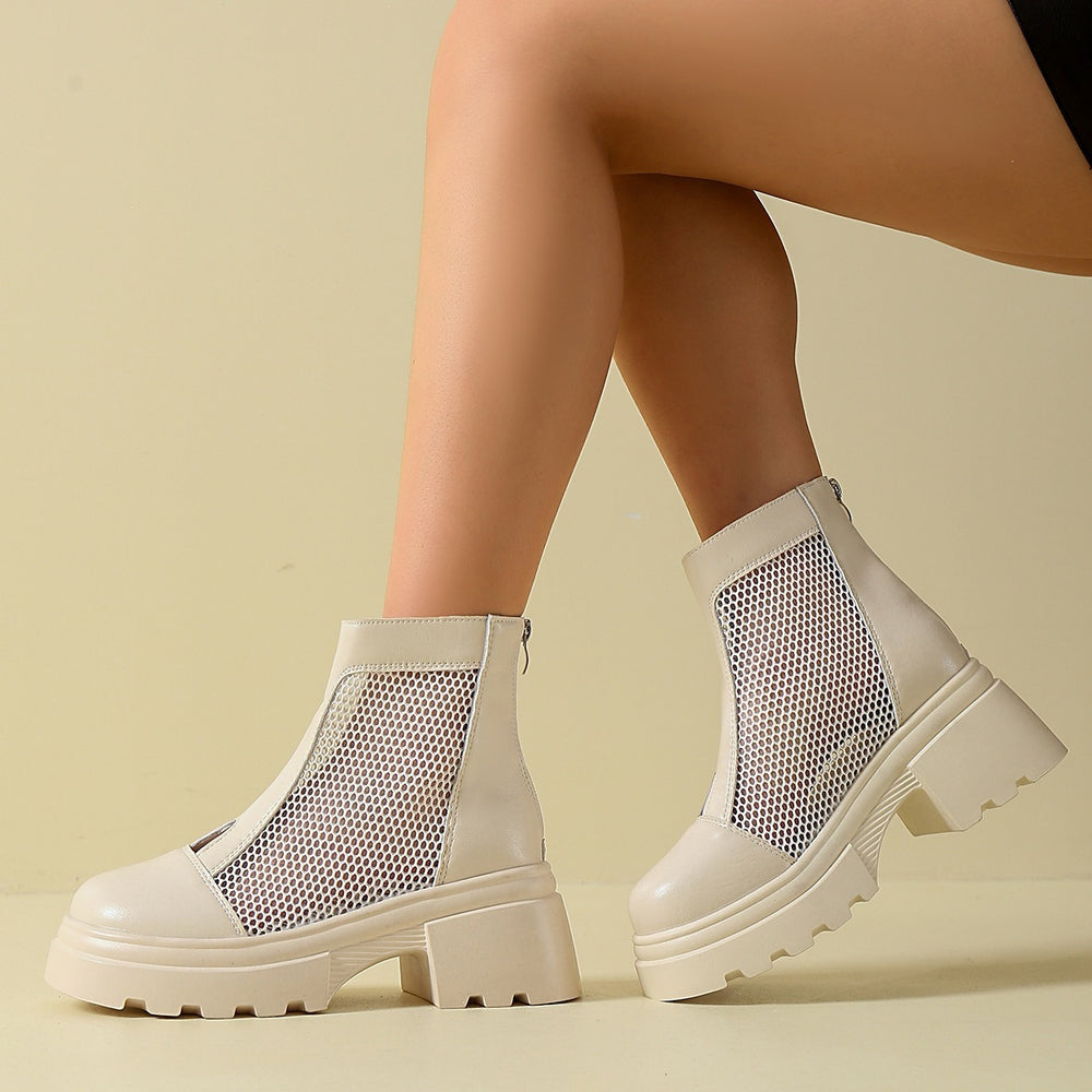 martin boots for women summer thin women's mesh breathable cut out short boots with thick bottom petites mesh cool boots