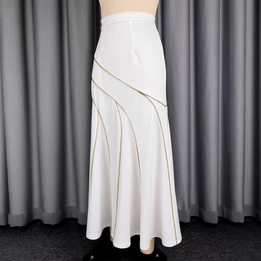 Elegant and slimming midi skirt - versatile white fishtail skirt for everyday wear, dates, parties, and gatherings