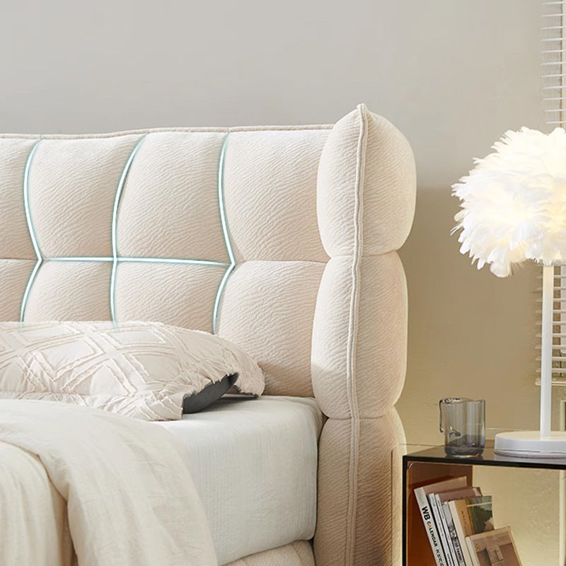 Foshan furniture french muscle chenille fabric bed cream style italian normcore popular girl master bedroom double bed