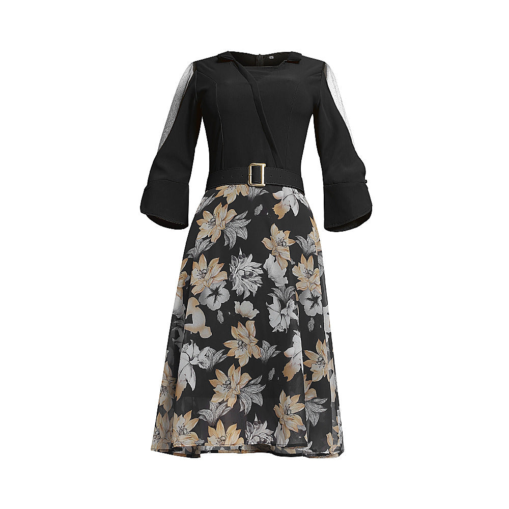 African   new fashion women's chiffon a-line dress plus size printed dress