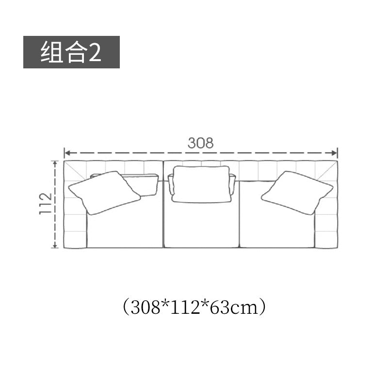 Italian minimalist piano key genuine leather sofa modern casual large apartment house living room combination napa cowhide sofa