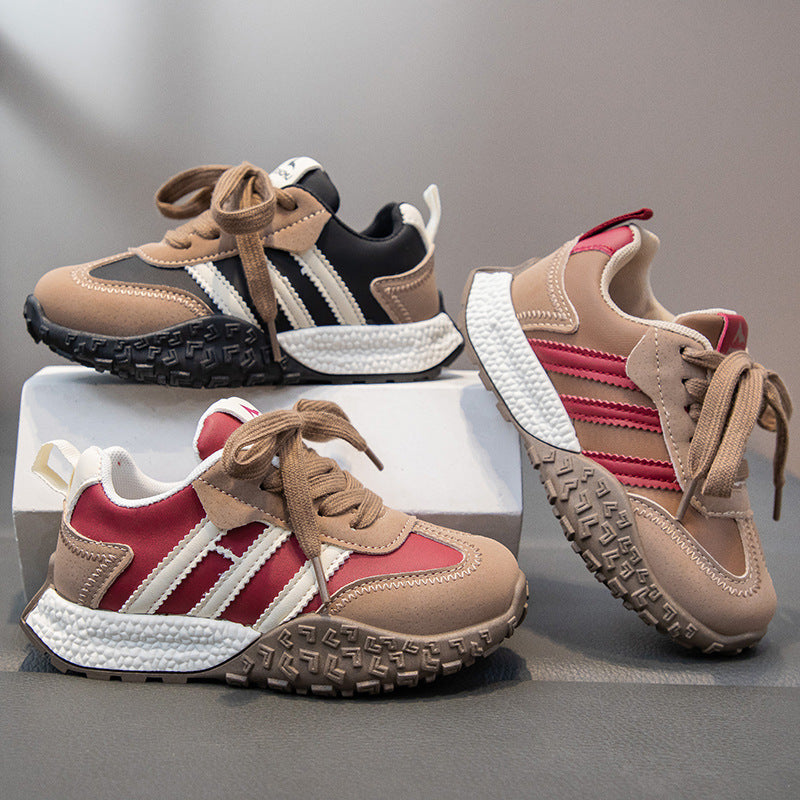 Children's sports shoes 2025 spring new boys and girls fashion color matching Forrest Gump shoes Korean version of casual trend German training shoes