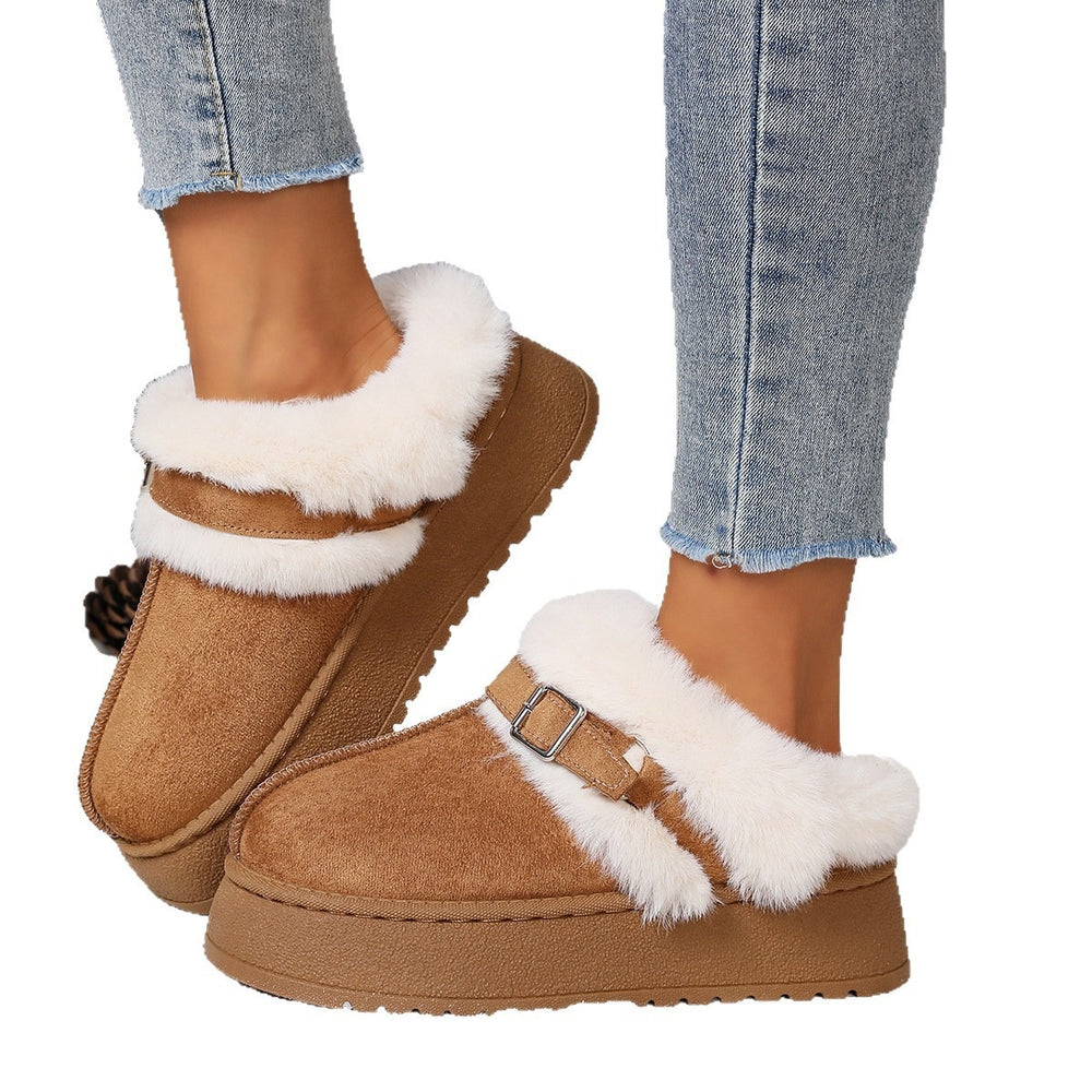 Wholesale women's winter new fashion shearling warm snow boots - slip-on, comfortable, lightweight, thick-soled ankle boots