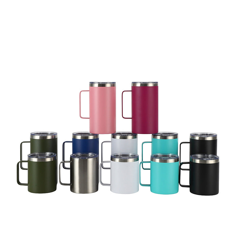 export insulated tumbler, 12/14oz double-walled stainless steel coffee mug with handle, business gift office mug