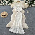 French chic lace patchwork top and skirt set - summer sweet & spicy lace slimming elegance outfit
