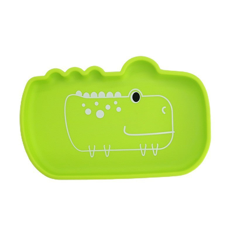 Cross-border children's silicone dinner plate baby partition plate complementary food bowl suction cup anti-drop animal shape silicone tableware