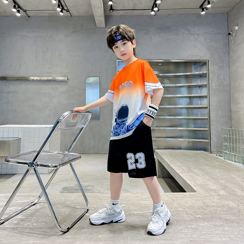 Kids' basketball jersey set - boys' quick-dry athletic training outfit - short sleeve basketball uniform for boys, youth, and students