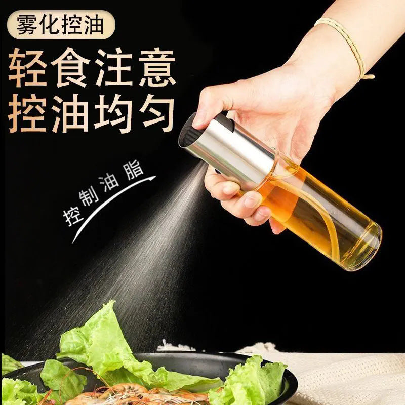 304 stainless steel oil sprayer bottle - convenient press-type oil dispenser for home bbq, glass bottle for reduced fat and oil control
