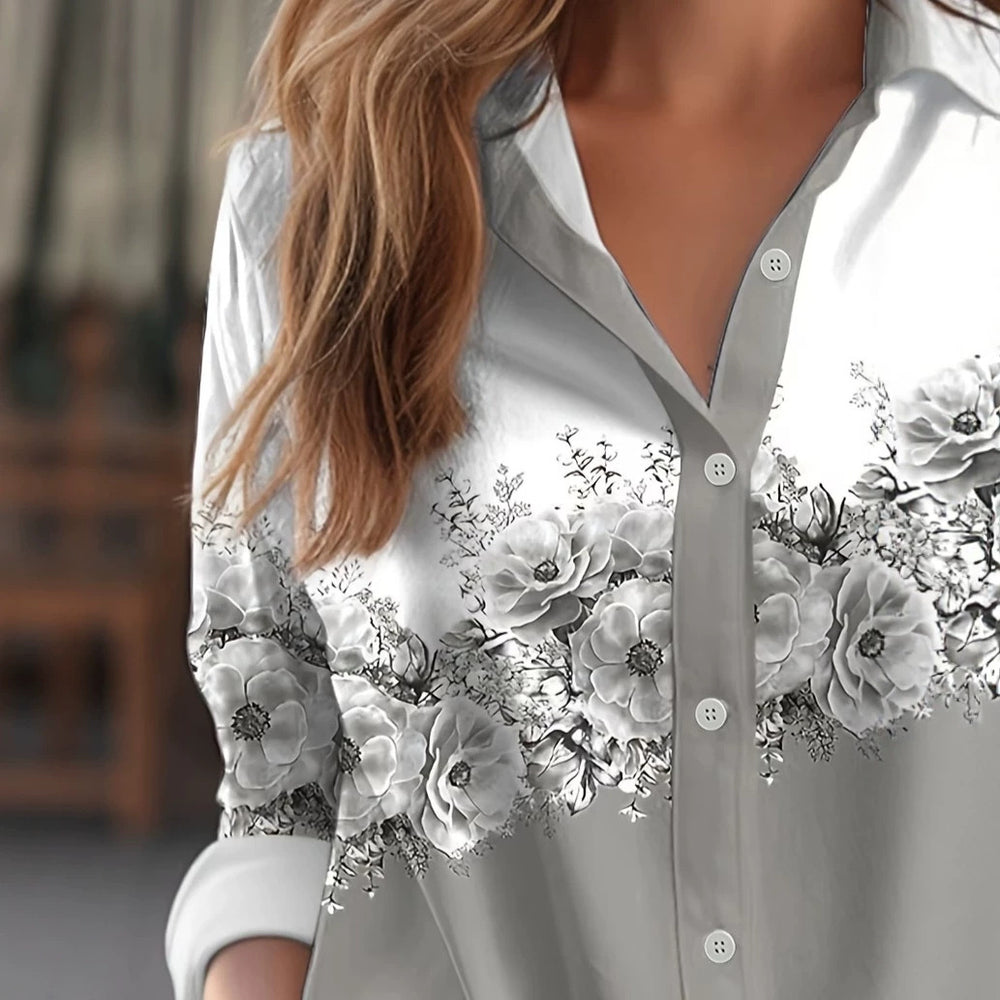 wholesale women's long-sleeved shirts, trendy all-season shirts with popular cross-border print designs, dropshipping available