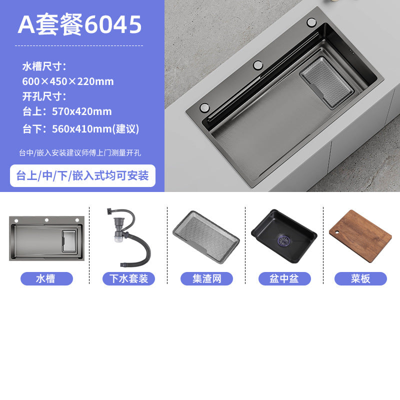 Double slag collection sink large single slot high quality stainless steel kitchen sink thickenedfor home dishwashing sink vegetable sink