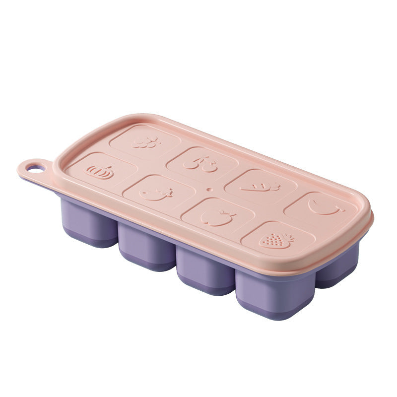 Baby food supplement frozen ice grid mold baby household meat puree soup supplement food box food grade silicone storage ice box