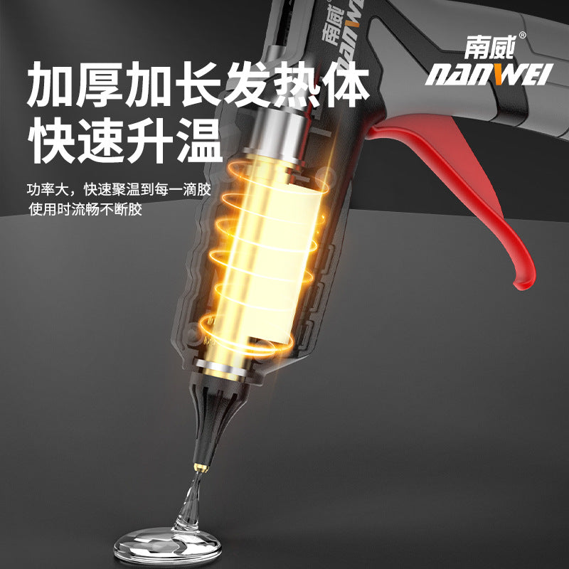 Nanwei lithium electric hot melt glue gun wireless for home handmade hot glue gun 21v rechargeable hot melt gun 11mm glue