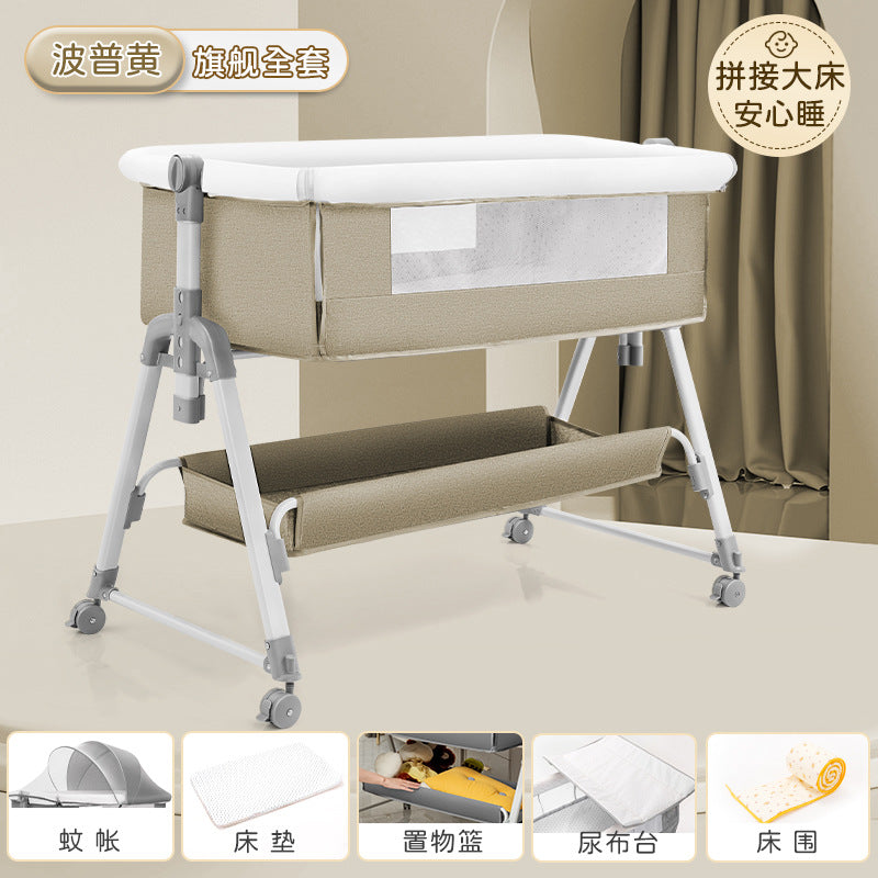 Baby crib baby rocking bed patchwork large bed kids multifunctional foldable adjustable bb newborn toddler cradle bed