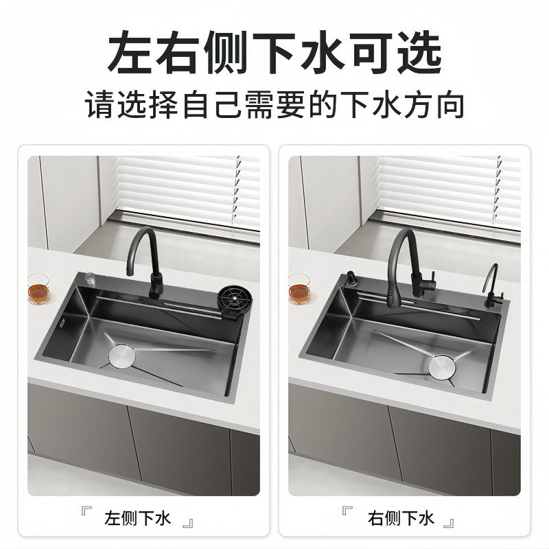 Thickened5mm honeycomb embossed kitchen sink large single slot 304 stainless steel sink dishwashing sink for home sink