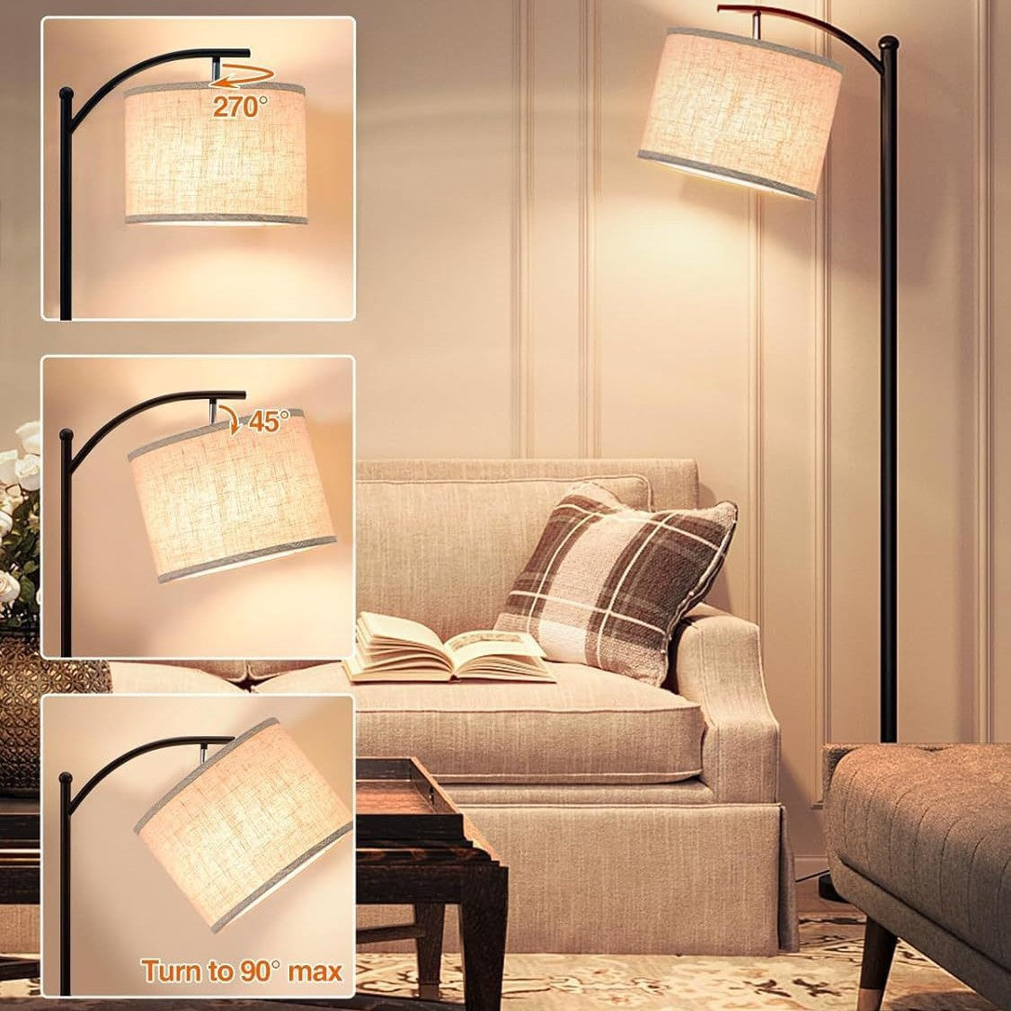Cross-border hot-selling fabric floor lamp living room bedroom office standing lamp home lighting ambient lamp can be customized