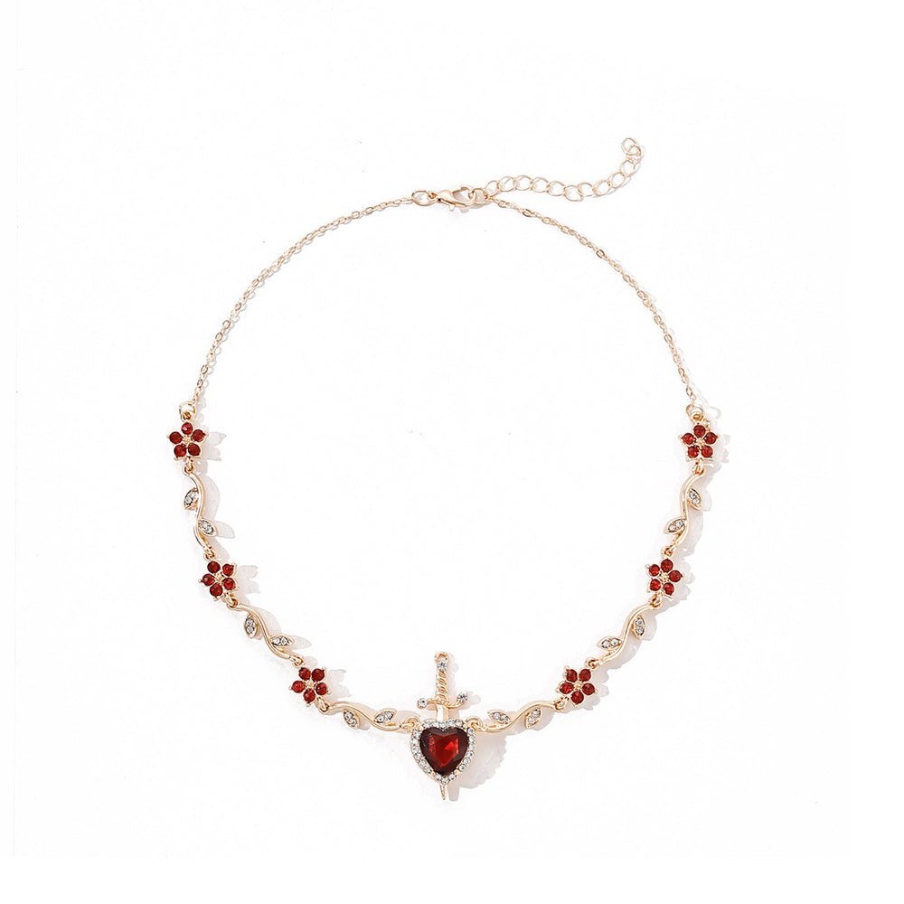 European and american cross-border one arrow through the heart love dagger necklace combination elegant accessible luxury elegant flower clavicle chain for women wholesale