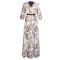 African women's clothing   new sexy v-neck printed dress european and american  long maxi skirt + belt
