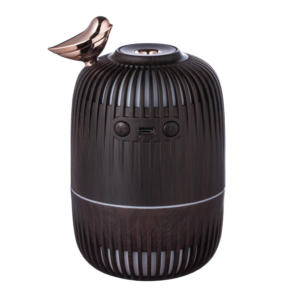 2024 new cross-border wood grain humidifier, usb powered desktop humidifier with high mist output, color-changing aroma diffuser