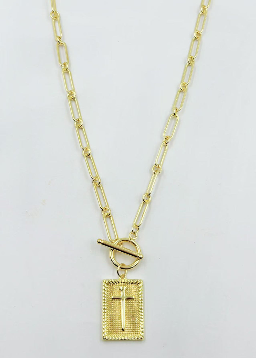 Tk european and american cross-border ins hip-hop trendy stylish ot buckle square brand flower pendant 14k gold-plated couple necklace