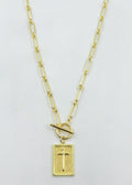 Tk european and american cross-border ins hip-hop trendy stylish ot buckle square brand flower pendant 14k gold-plated couple necklace