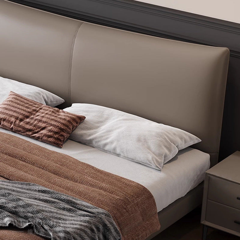 New arrival ultra-thin bedside genuine leather bed italianaccessible luxury master bedroom doubleclassy time-increasing flying wedding bed bedroom leather bed