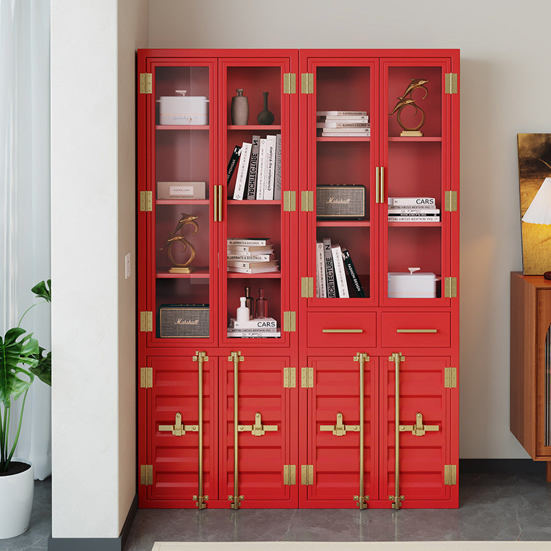 Office File Cabinet Drawer Glass Industrial Wind Iron Cabinet Steel Data File Storage Cabinet Locker