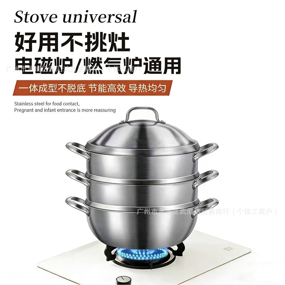 304 stainless steel steamer pot - multi-purpose steamer for home use: perfect for steaming fish, buns, dumplings, and soups. compatible with gas stoves and induction cookers