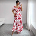 European and american cross-border  summer new print dress - slimming, waist-defining, valentine's day beach vacation maxi dress