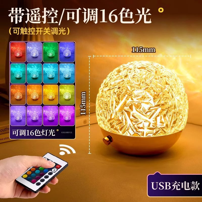 Remote control romantic dynamic water ripple ambient light - rechargeable bedroom decor - room atmosphere - couple's mood lighting - bedroom decor