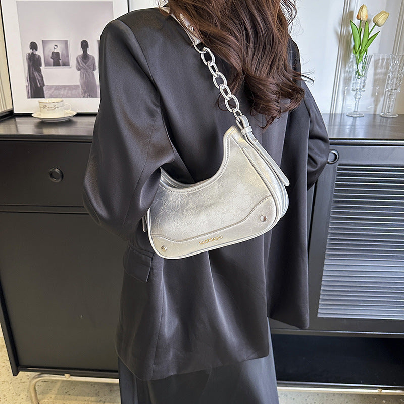 Cross-border bags bags women's high-end sense niche soft leather underarm bag chain shoulder bag trendy versatile commuter messenger bag