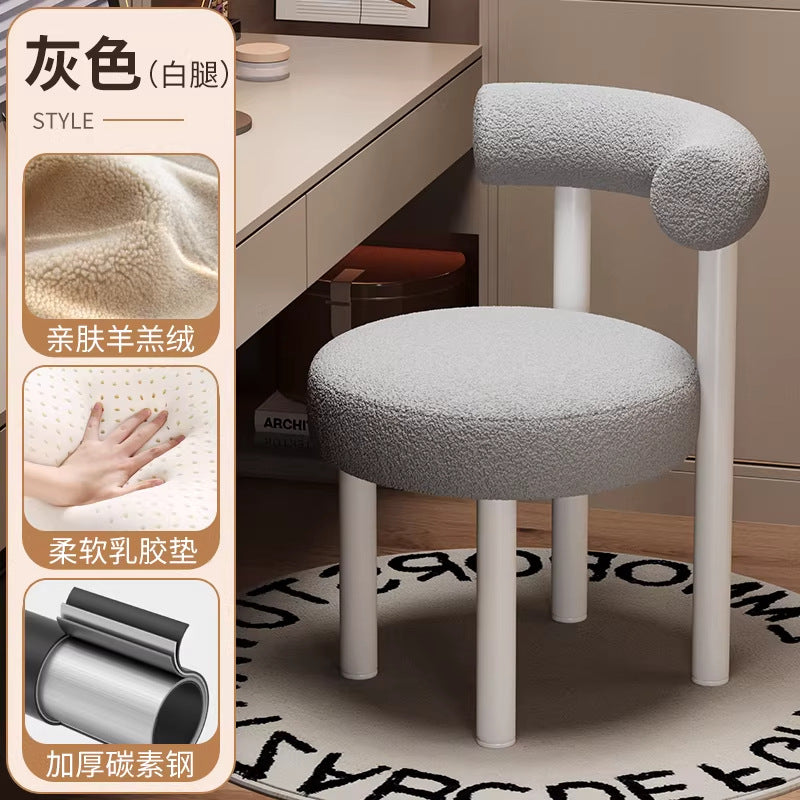 Italian normcore dining chair designer study stainless steel small fat chair fabric restaurant bar chair backrest classyaccessible luxury
