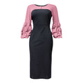 supply of african plus size women's clothing pure color pile sleeves multi-color skirt   hot selling dress