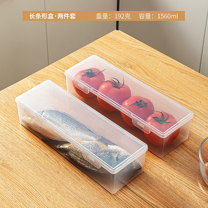 Kitchen food storage box with lid Food grade transparent sealed drain frozen fresh-keeping box Dumplings refrigerator storage box