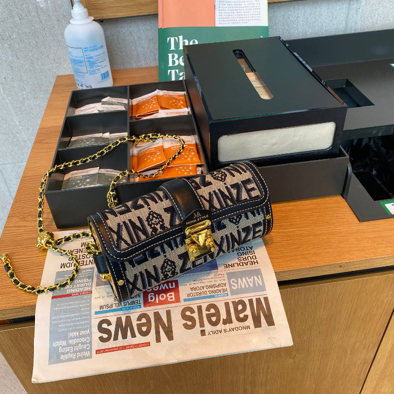 Retro Babylon chain bag, cylinder pillow, shoulder bag, niche design, simple personality, versatile messenger bag