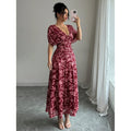 Ebay fashion cross-border export women's short-sleeved dress medium long skirt