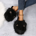 cute fur slippers for women 2024fall and winternew arrivalplus sizefleece-lined cotton slippers heattech toe-cap half slippers