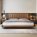 Chocolate leather bed - modern minimalist luxury wedding bed 1.8m - high-end bedroom double upholstered bed