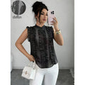 Women's summer new fashion elegant stand collar polka dot print sleeveless sheer blouse - perfect for office commuting