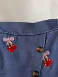 new cross-border girls' round neck 3d bow top and embroidered denim pants two-piece set