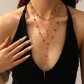 Customized diamond-encrusted cross necklace european and american retro jewelry trendy exaggerated niche stacked sweet cool clavicle chain