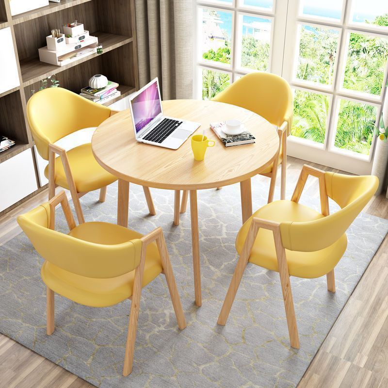 Nordic light luxury negotiation table and chair combination sales department modern casual milk tea shop dining table small apartment round table for home