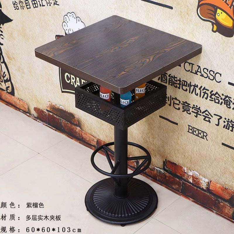 Bar clear bar ktv cafe high table and chair combination retro bar stool industrial style bistro loose table