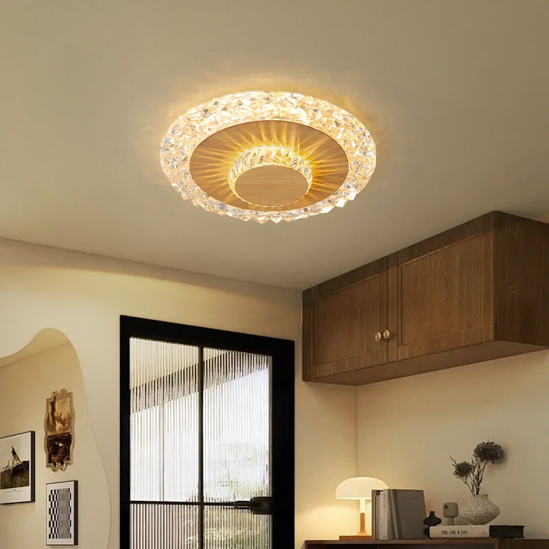 [Strict Selection] Aisle Light Ceiling Light Medium Antique Retro Wood Color Creative Imitation Crystal Lamps Modern Simple Light Luxury