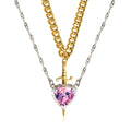 Silver pink heart/golden dagger