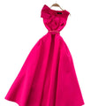 High-end women's french style formal dress - elegant, sleeveless, v-neck, cinched waist, slimming, and flattering a-line maxi dress with 3d bow detail