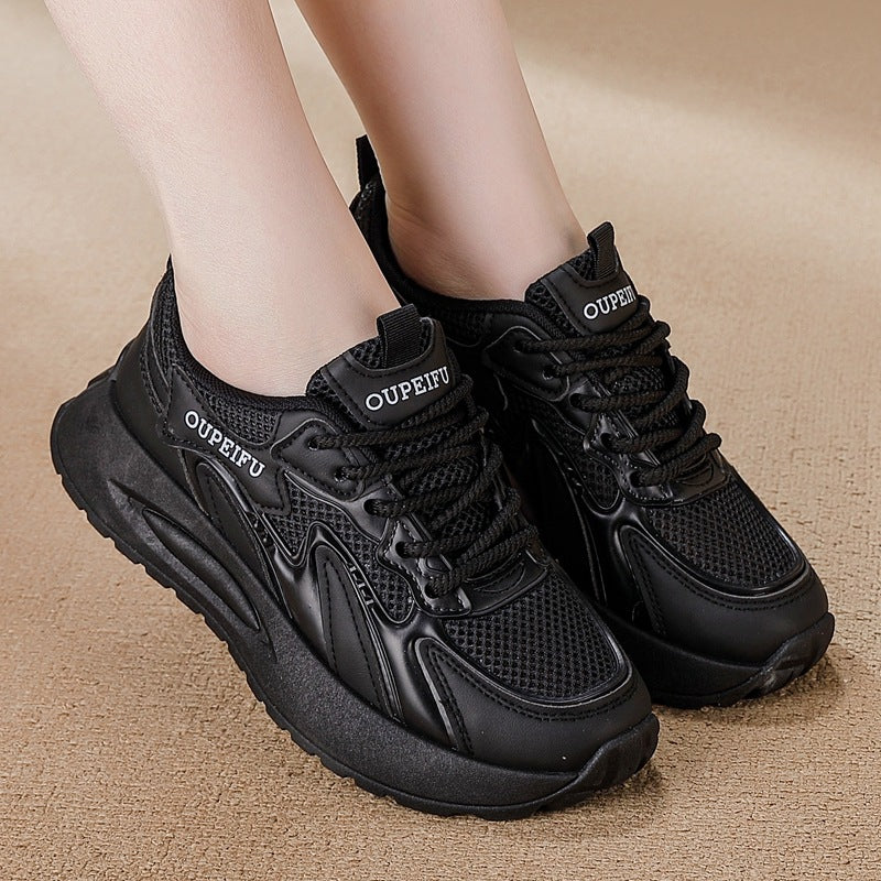 Plus size cross-border spring women's shoes new arrival breathable mesh sneakers k-style thick solecasual soft bottom running dad shoes