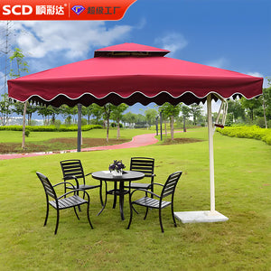 Export model outdoor square park square parasol hand-operated roman umbrella side column outdoor umbrella with wavy hanging edge